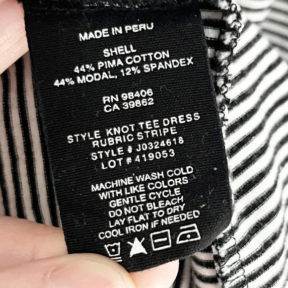 Theory Black & White Striped Twist Front Tee Shirt Dress Women's Size Small - Picture 7 of 7